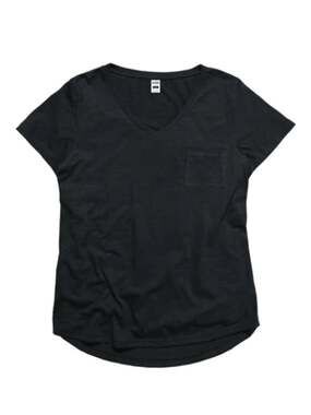 Tokyo Darling Black V-Neck Pocket Tee size S